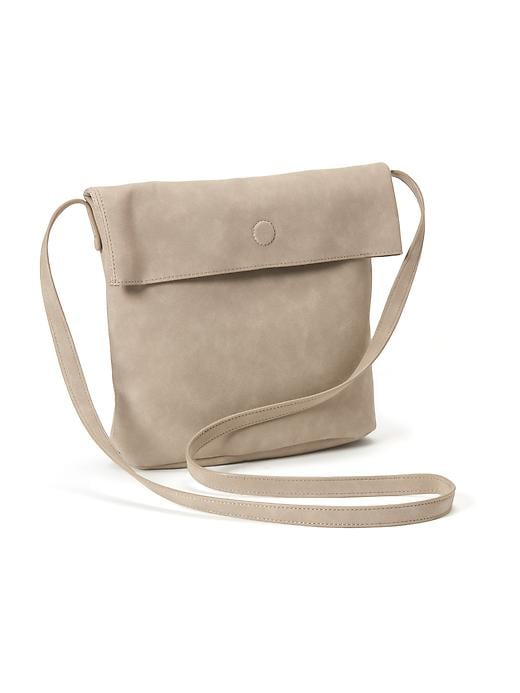 View large product image 1 of 2. Sueded Fold-Over Cross-Body Bag for Women
