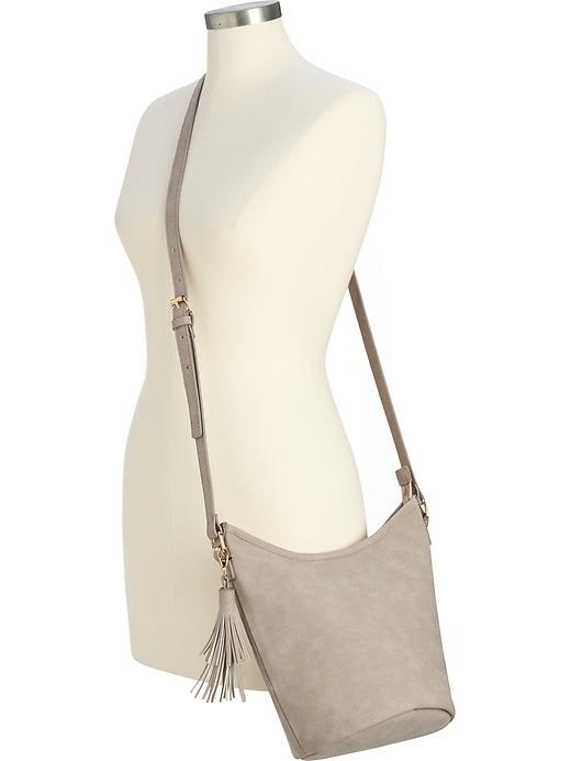 View large product image 2 of 2. Sueded Tassle Hobo Bag for Women