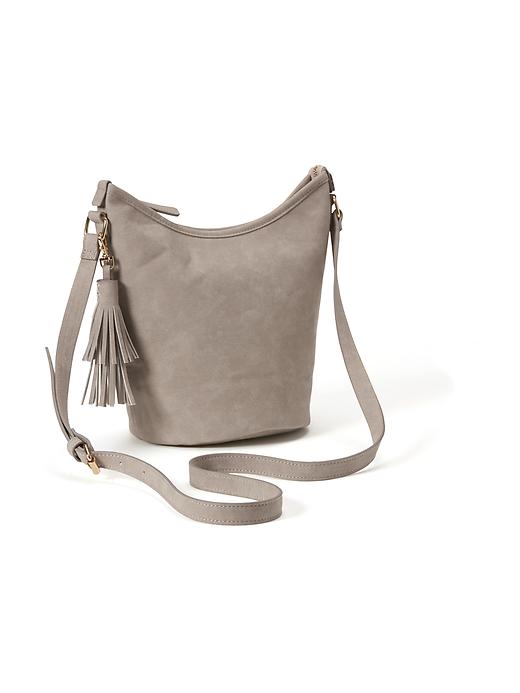 View large product image 1 of 2. Sueded Tassle Hobo Bag for Women