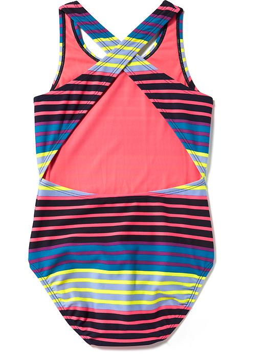 View large product image 2 of 2. Cross-Back One-Piece Swim Suit for Girls
