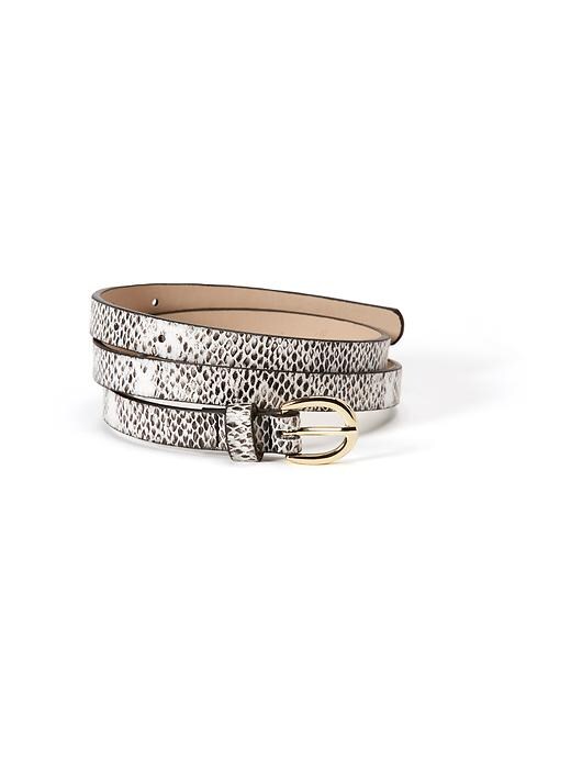 View large product image 1 of 1. Skinny Faux-Leather Snake-Print Belt for Women