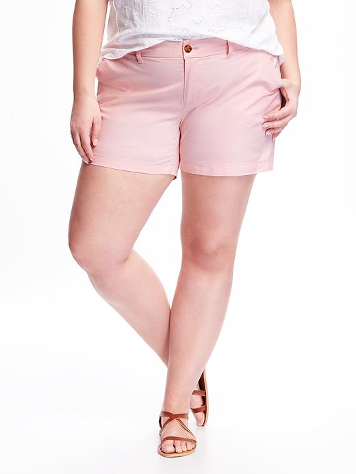 View large product image 1 of 1. Stretch Twill Plus Size Shorts (5")