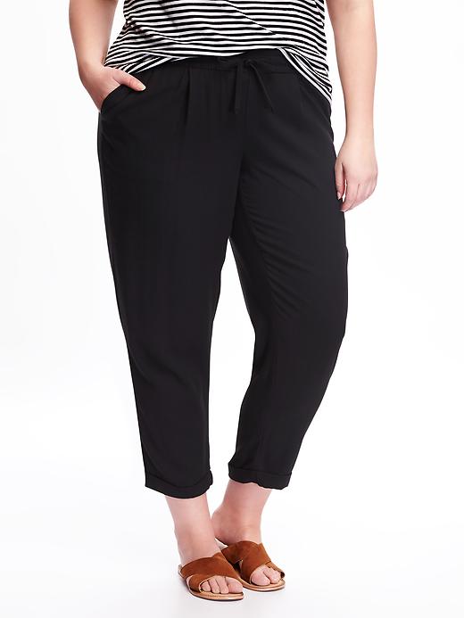 View large product image 1 of 2. Mid-Rise Drapey Plus-Size Pants