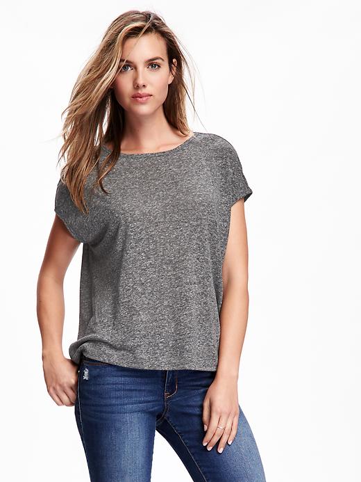 View large product image 1 of 1. Loose-Fit Linen-Blend Cocoon Tee