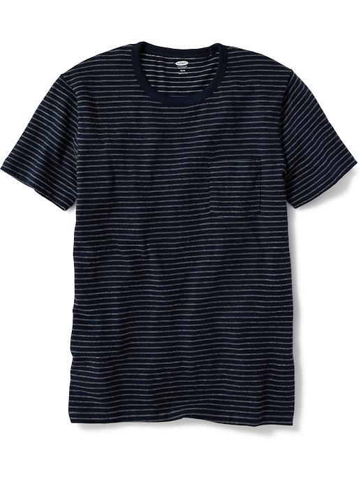 View large product image 1 of 1. Textured-Stripe Pocket Tee for Men