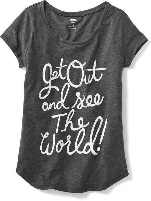 View large product image 1 of 1. Black & White Graphic Tee for Girls