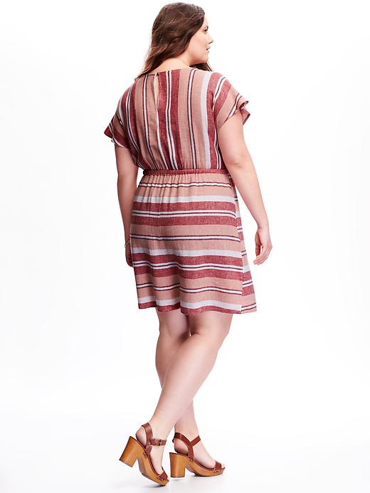Image number 2 showing, Linen Plus-Size Drawstring Dress