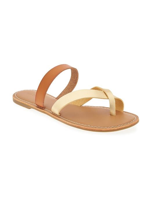 Image number 1 showing, Criss-Cross Faux-Leather Sandals for Women