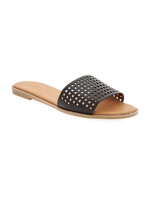View large product image 1 of 1. Perforated Faux-Leather Sandals for Women