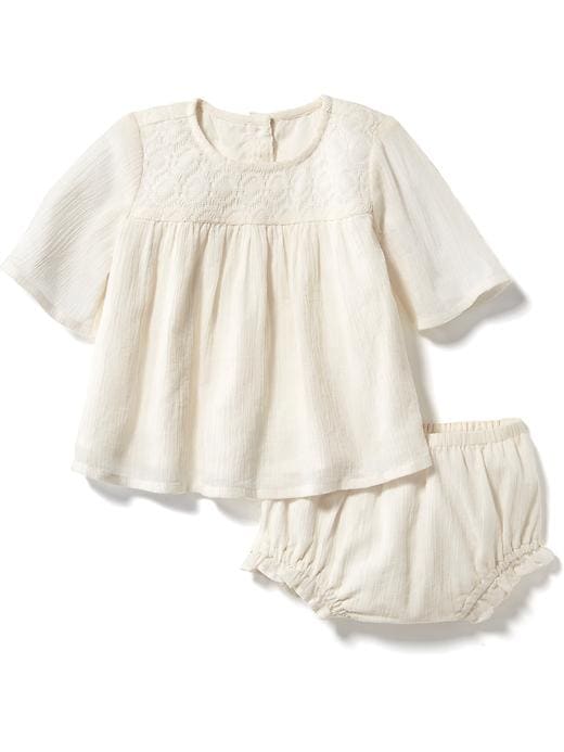 View large product image 1 of 1. Woven Lace Detail Set for Baby Girl