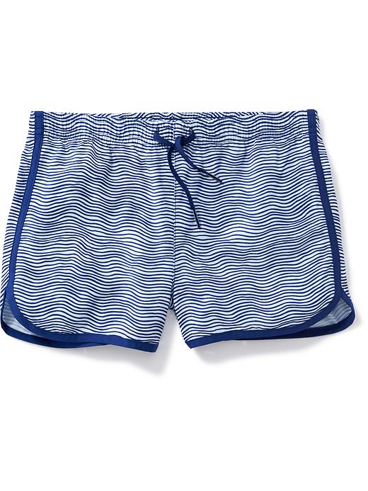 View large product image 1 of 1. Patterned Tie-Front Board Shorts for Girls