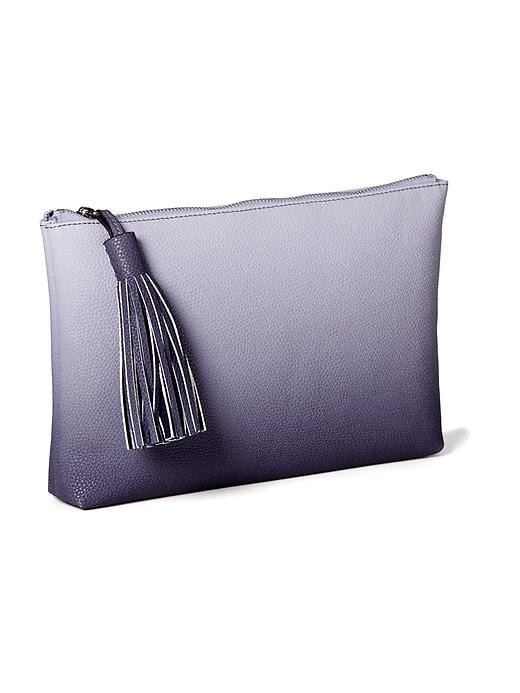 View large product image 1 of 2. Faux-Leather Zip-Top Clutch