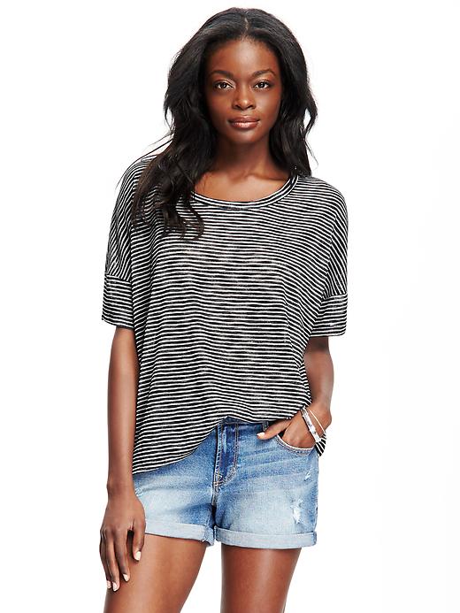 Image number 1 showing, Oversized Striped Sweater-Knit Tee for Women