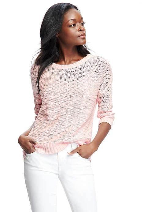Image number 1 showing, Hi-Lo Open-Knit Sweater for Women
