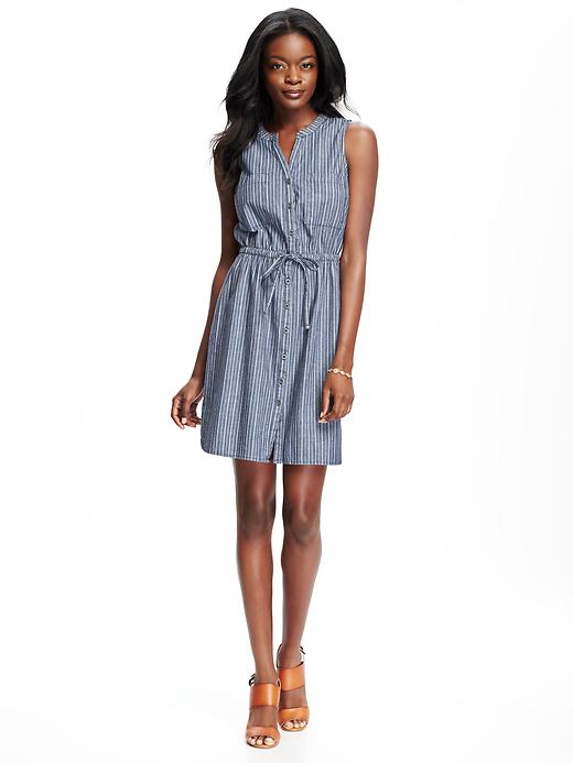 Image number 1 showing, Tie-Waist Shirt Dress for Women