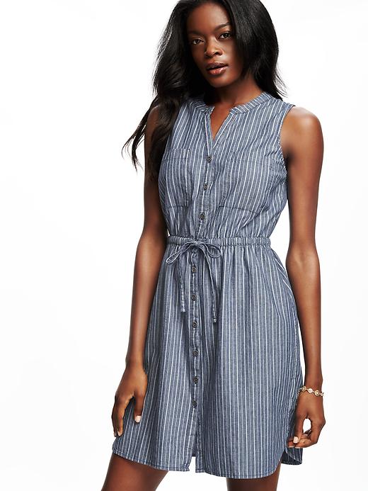 Image number 3 showing, Tie-Waist Shirt Dress for Women