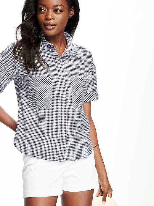 Image number 4 showing, Cropped Gingham Shirt for Women