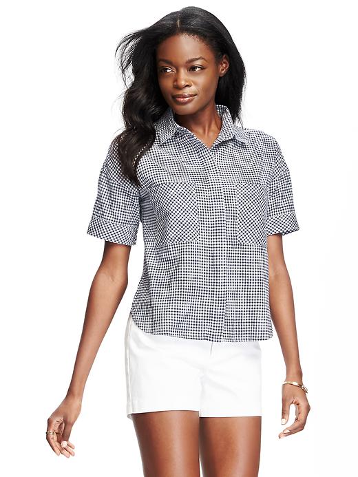 Image number 1 showing, Cropped Gingham Shirt for Women