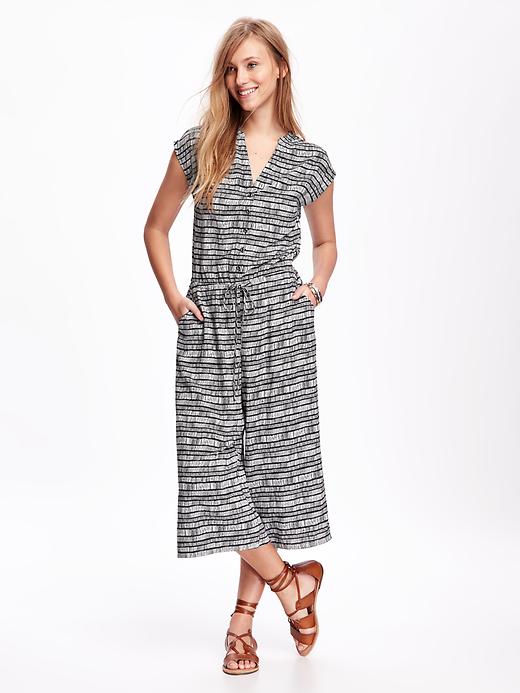 Image number 1 showing, Printed Wide-Leg Jumpsuit for Women