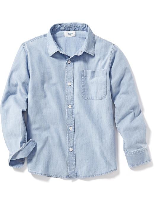 View large product image 1 of 1. Chambray Long-Sleeve Shirt for Boys