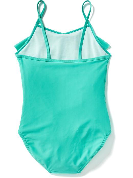 View large product image 2 of 2. Ruffle-Trim One-Piece Swimsuit for Girls
