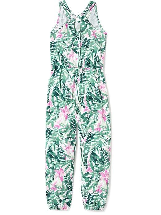 View large product image 2 of 2. Tropical-Print Jersey Jumpsuit for Girls