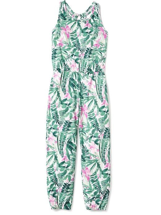 View large product image 1 of 2. Tropical-Print Jersey Jumpsuit for Girls