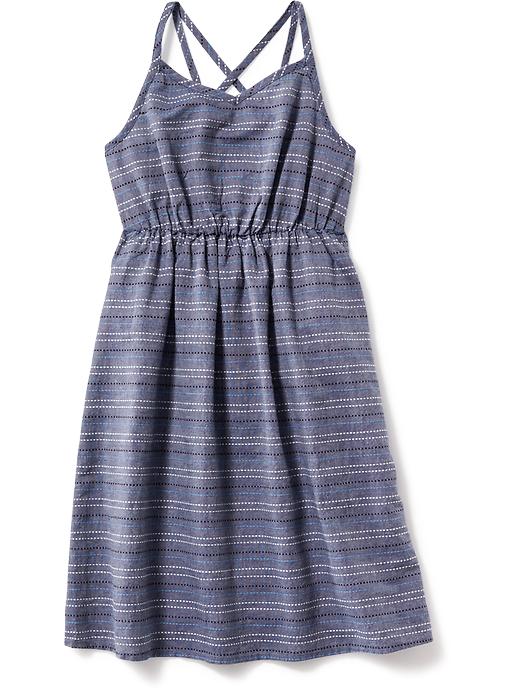 View large product image 1 of 2. Cross-Strap Chambray Cami Dress for Girls
