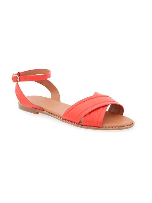 Image number 1 showing, Criss-Cross Faux-Leather Sandals for Women