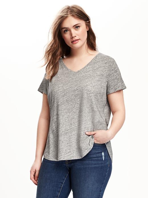 Image number 1 showing, Relaxed Plus-Size V-Neck Tee