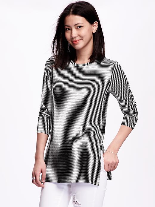 Image number 1 showing, Long & Lean Ribbed Tunic Tee for Women