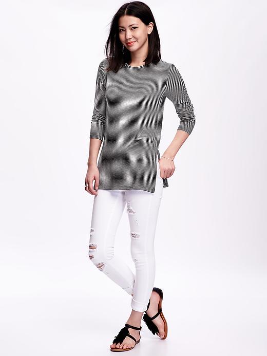 Image number 3 showing, Long & Lean Ribbed Tunic Tee for Women