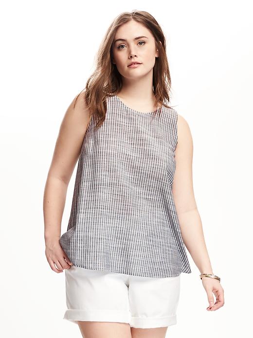 Image number 1 showing, Button-Back Trapeze Plus-Size Tank