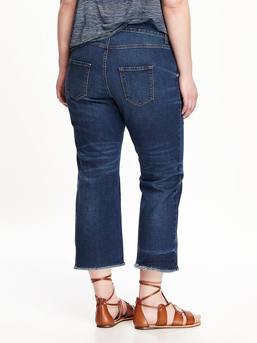 View large product image 2 of 2. Raw-Edge Plus-Size Cropped Flare Jeans