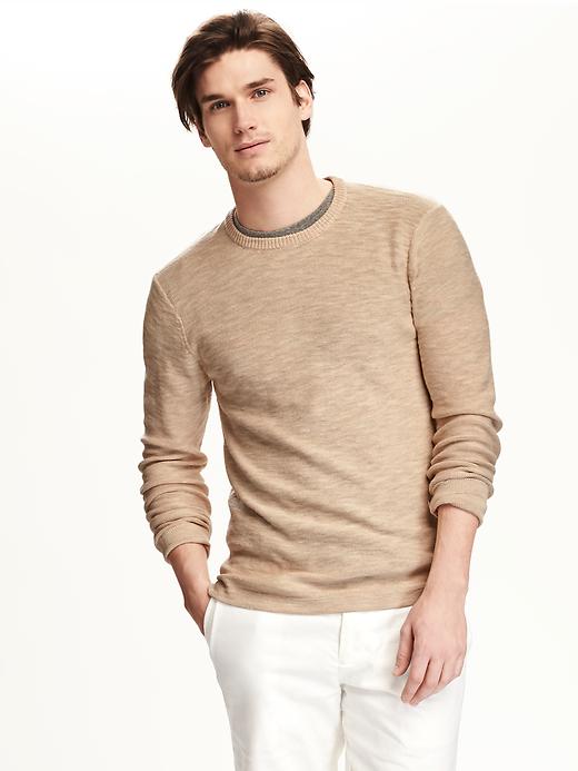 Image number 1 showing, Lightweight Slub-Knit Sweater for Men