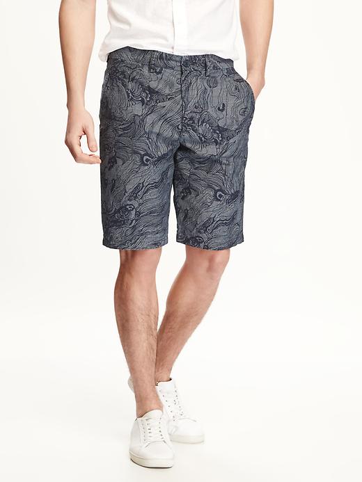 View large product image 1 of 2. Printed Ultimate Slim-Fit Chambray Shorts for Men (10")