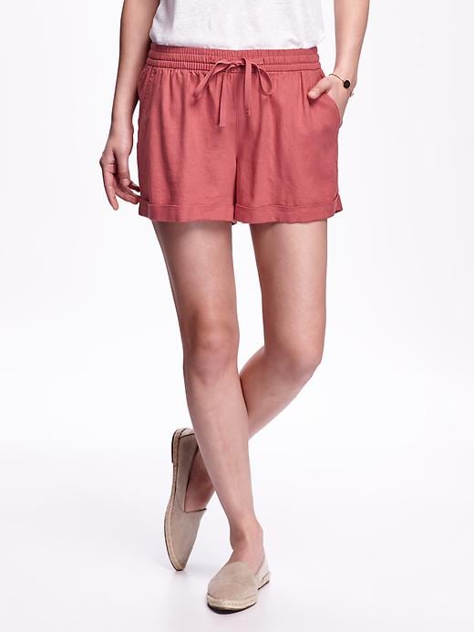 View large product image 1 of 1. Linen Tie-Waist Shorts For Women - 3.5 inch inseam