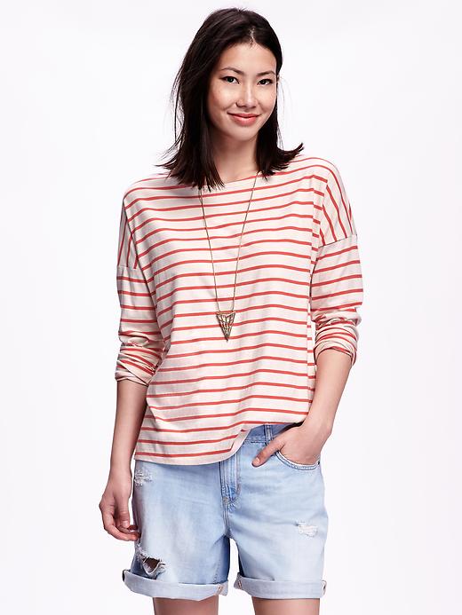 Image number 1 showing, Striped Boat-Neck Tee for Women