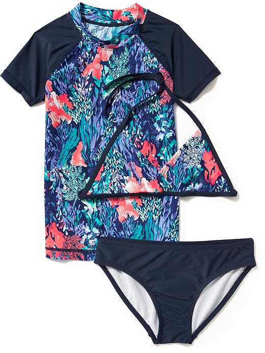 View large product image 1 of 1. 3-Piece Rash Guard and Bikini Swim Set for Girls