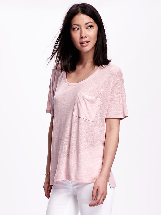 View large product image 1 of 1. Boyfriend Linen-Blend Tee for Women