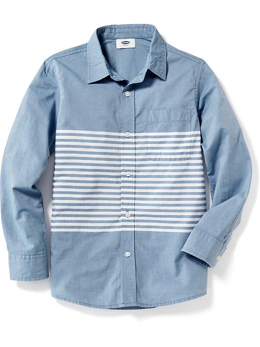 View large product image 1 of 1. Striped Poplin Shirt for Boys