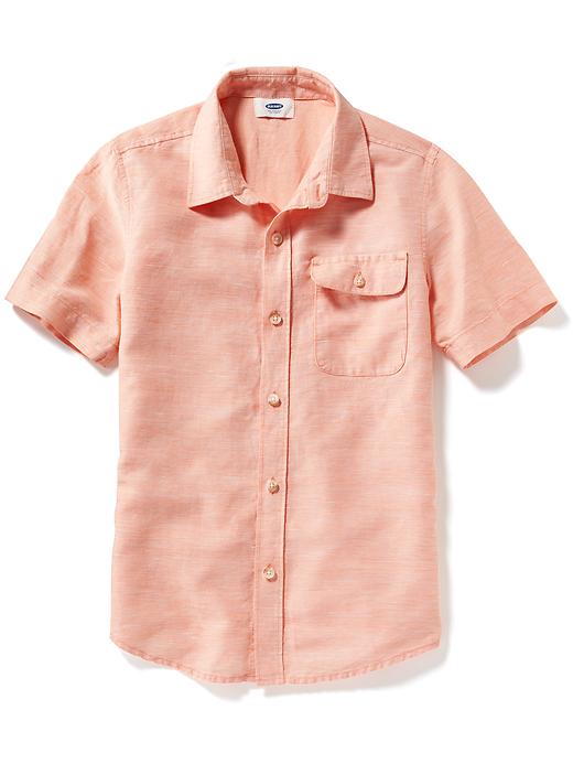 View large product image 1 of 1. Patterned Linen-Blend Shirt for Boys