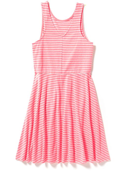 View large product image 2 of 2. Striped Fit & Flare V-Back Dress for Girls