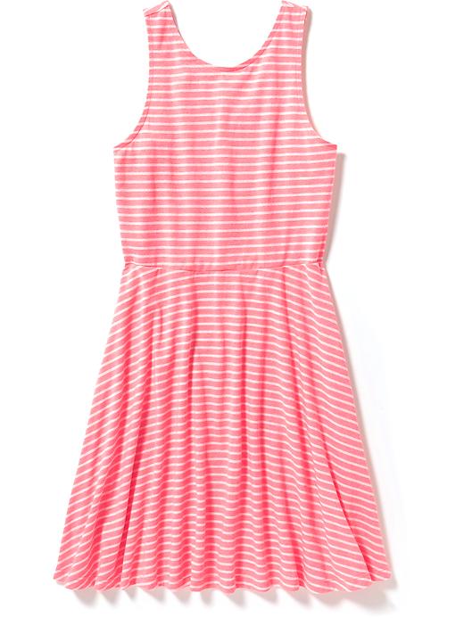 View large product image 1 of 2. Striped Fit & Flare V-Back Dress for Girls