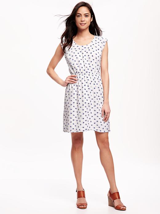 Image number 1 showing, Floral Windowpane Gauze Dress for Women