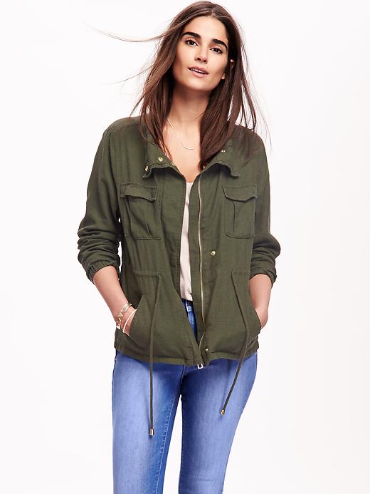 Image number 1 showing, Linen-Blend Field Jacket for Women