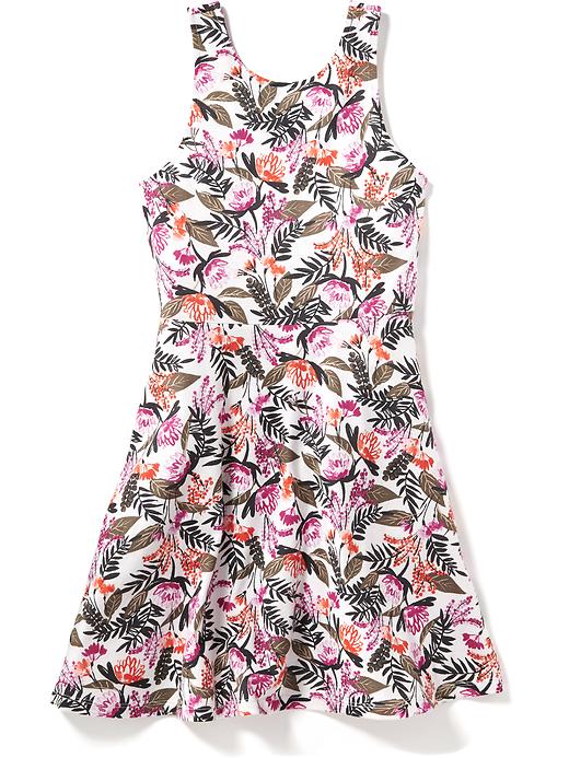 View large product image 1 of 1. Fit & Flare V-Back Dress for Girls
