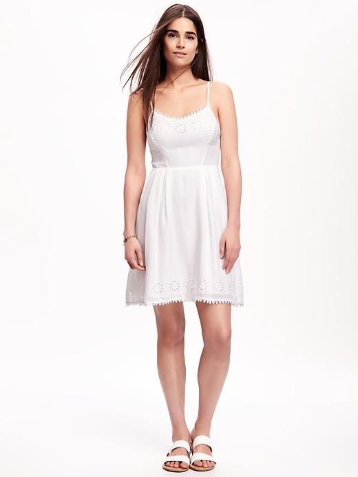 Image number 1 showing, Embroidered Crepe Dress for Women