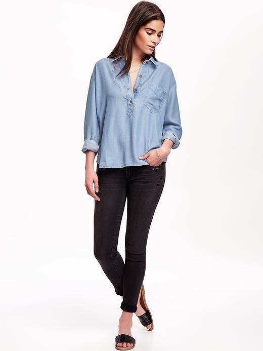 Image number 3 showing, Boyfriend Tencel&#174 Chambray Shirt for Women