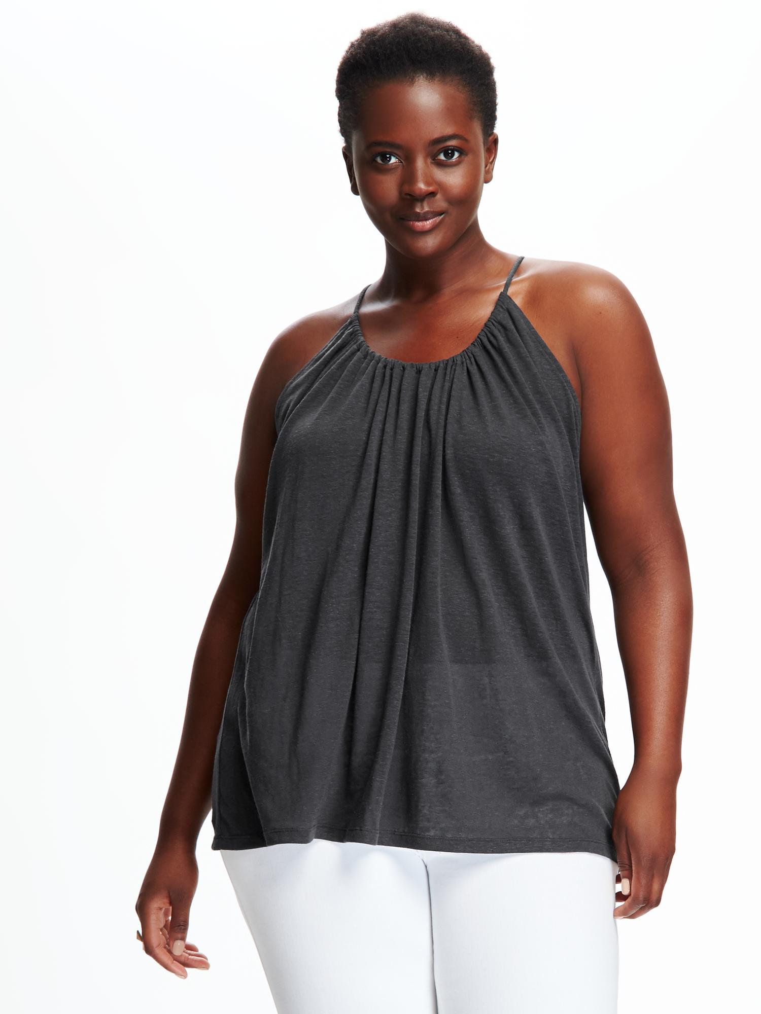 Suspended Neck Linen Blend Plus Size Cami Old Navy